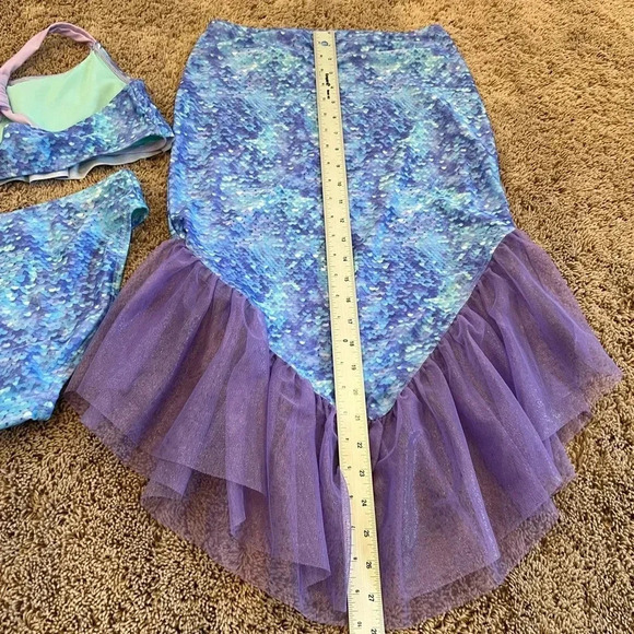 New 3 piece mermaid swim set top bottom tail girls 16 SO swimsuit xl new bikini - Picture 11 of 11